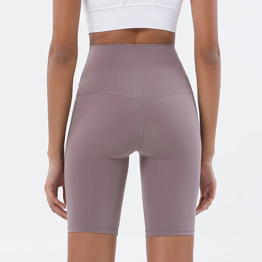 Woman modeling the back view of Mulberry Purple Breathable Cycling Shorts for Women