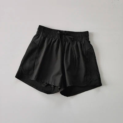 Black High Waist 2 in 1 Running Shorts