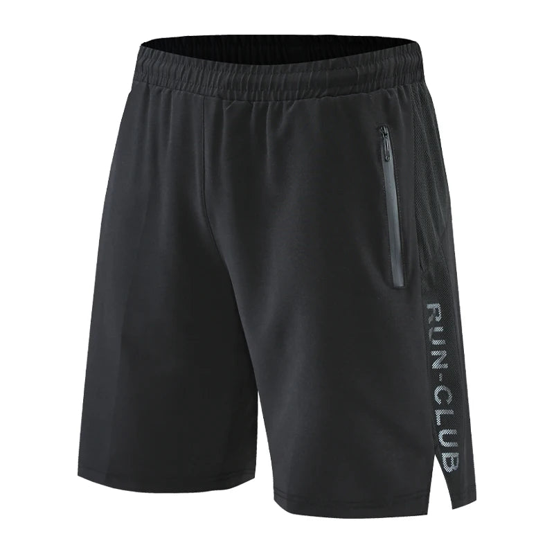 Black Patchwork Running Shorts Zip Pockets