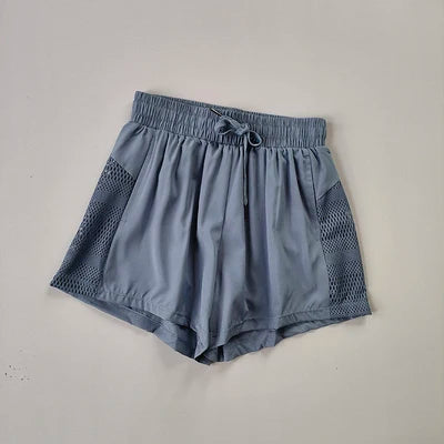 Blue High Waist 2 in 1 Running Shorts