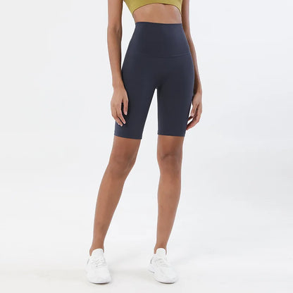 Woman modeling the front view of Dark Blue Breathable Cycling Shorts for Women