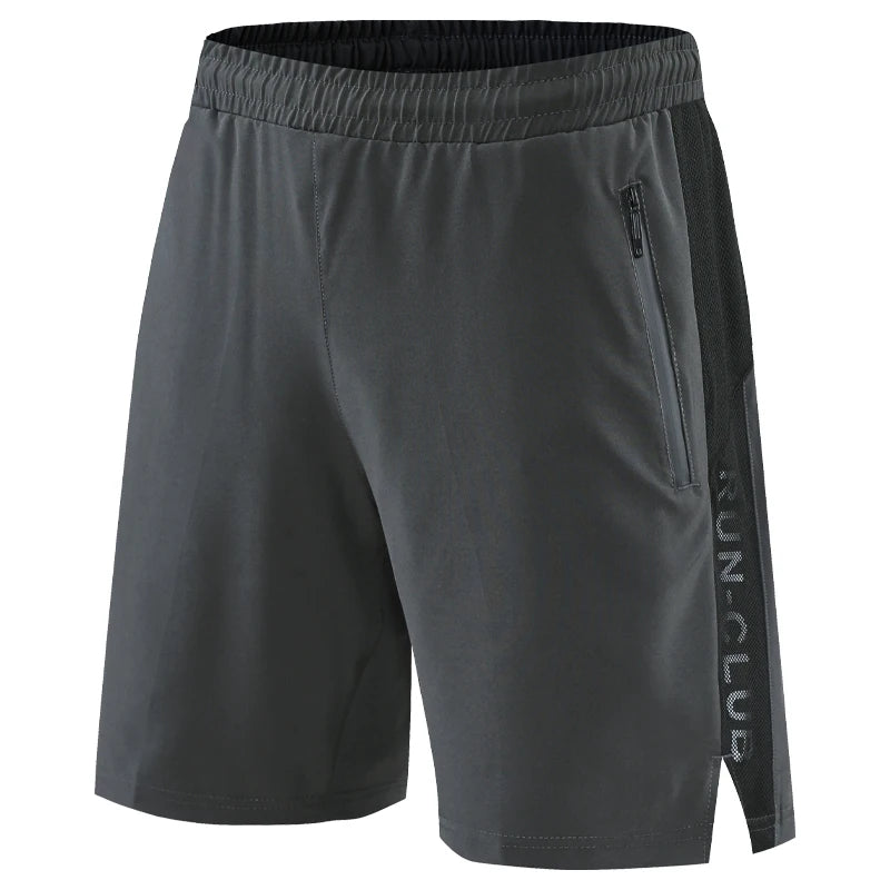 Grey Patchwork Running Shorts Zip Pockets
