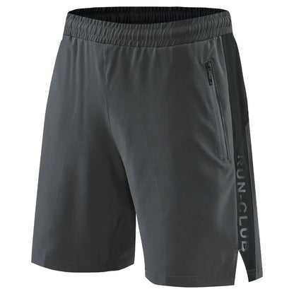 Grey Patchwork Running Shorts Zip Pockets