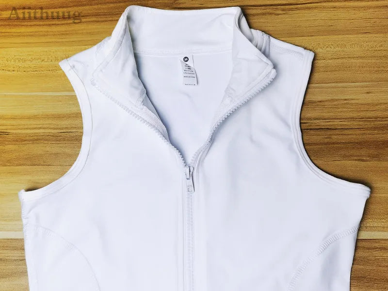 Athletic Zip Up Sweat Vest Jacket Sleeveless