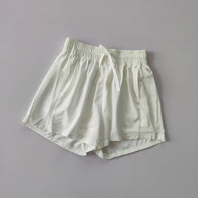 Ivory White High Waist 2 in 1 Running Shorts