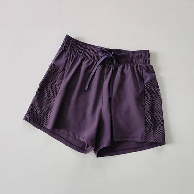 Purple High Waist 2 in 1 Running Shorts