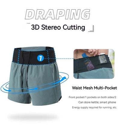 2 In 1 Quick Dry Multi-Pocket Gym Sport Shorts