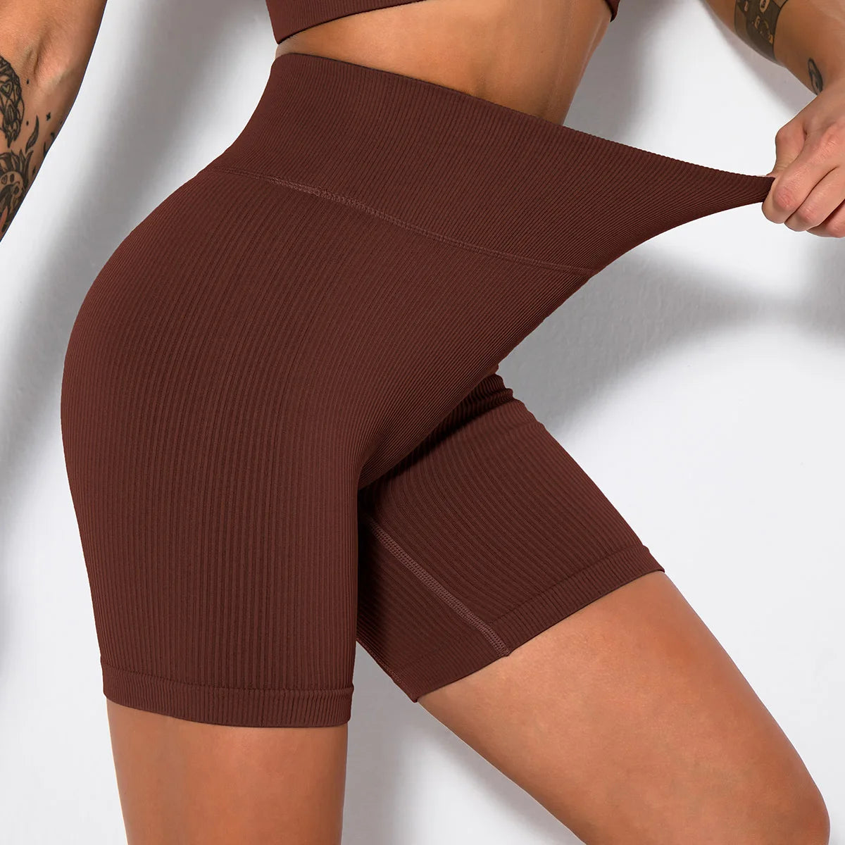 High Waist Ribbed Yoga Shorts