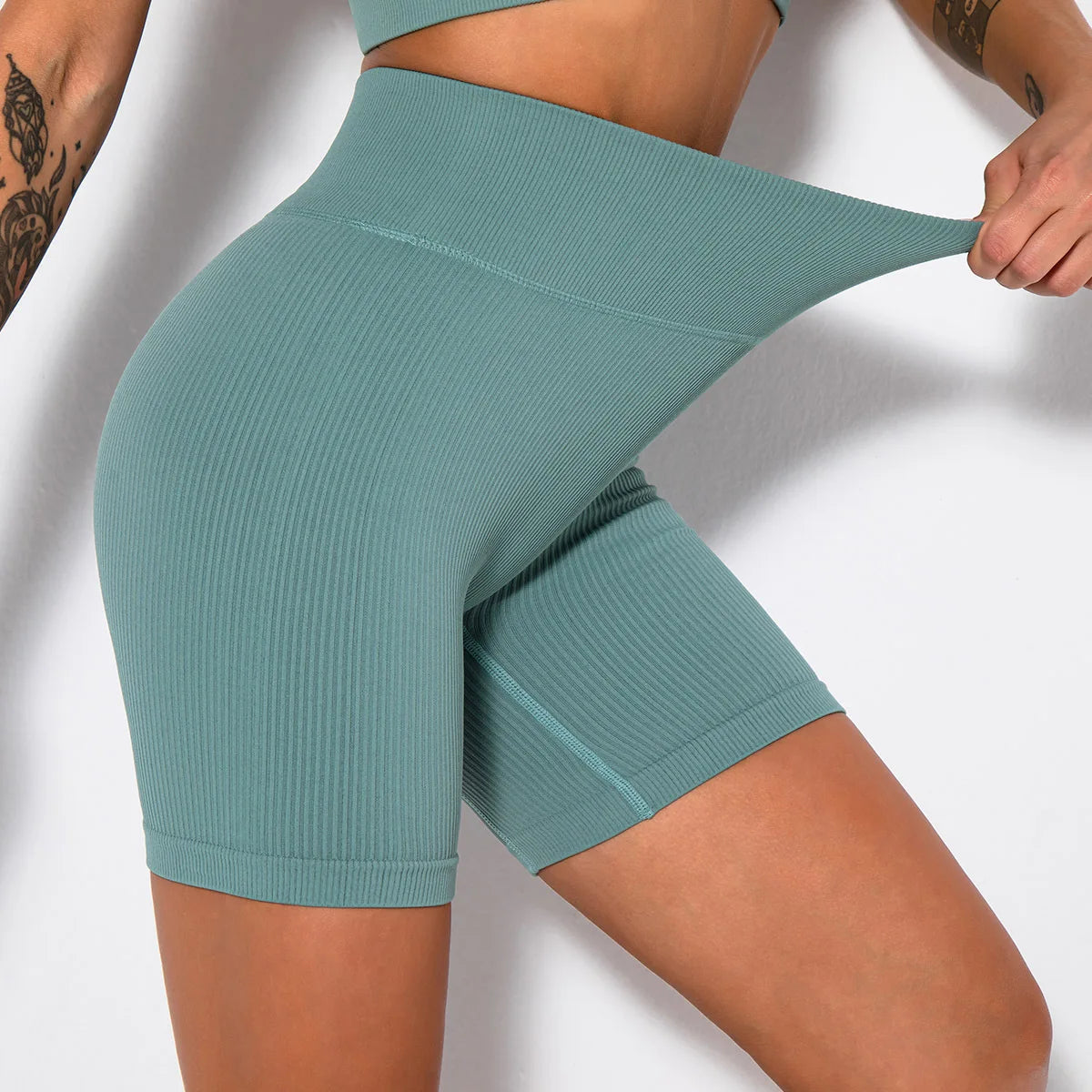 High Waist Ribbed Yoga Shorts