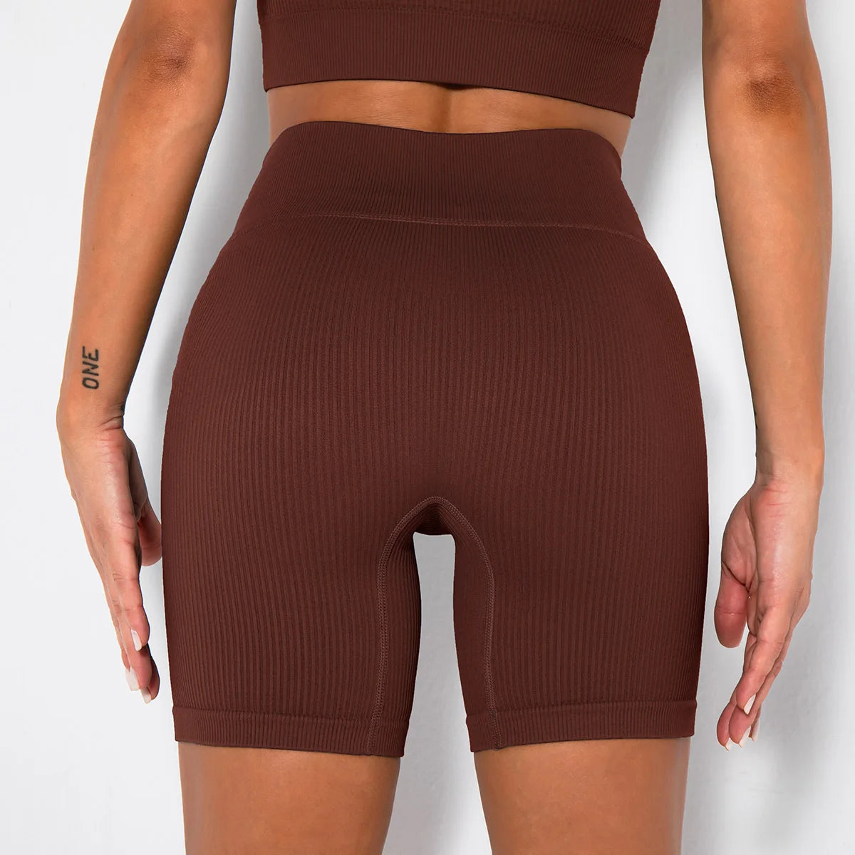 High Waist Ribbed Yoga Shorts