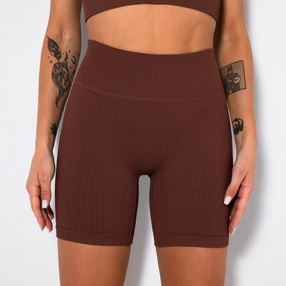 High Waist Ribbed Yoga Shorts