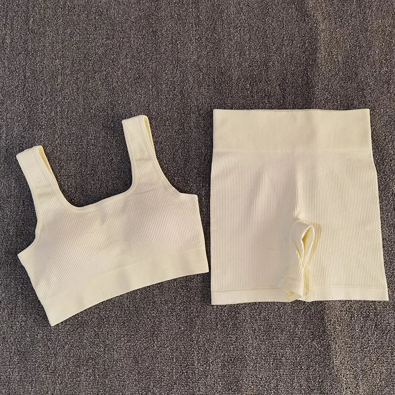 White Sport Bra and Shorts Set displayed
